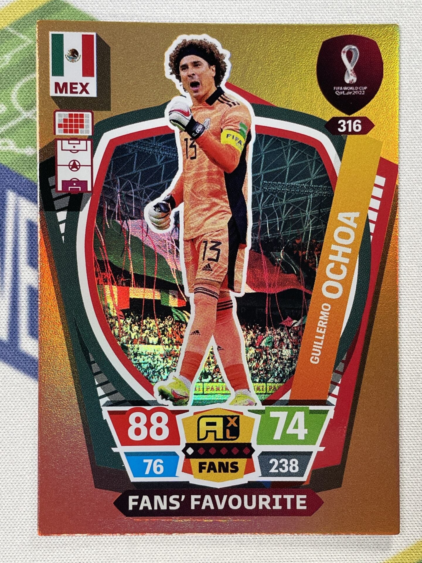 Guillermo Ochoa Mexico Fans Favourite Panini World Cup 2022 Adrenalyn XL Card