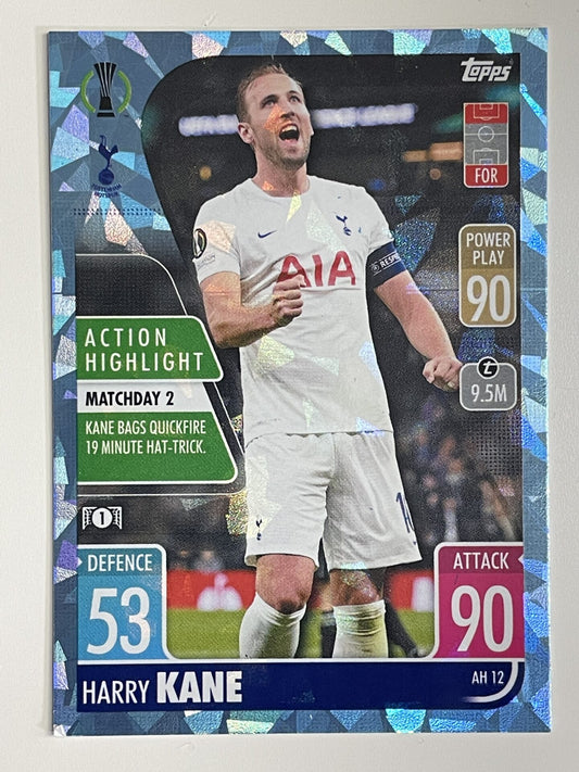 Harry Kane Tottenham Action Highlight Crystal Foil Parallel Topps Match Attax Extra 2021:22 Champions League Card