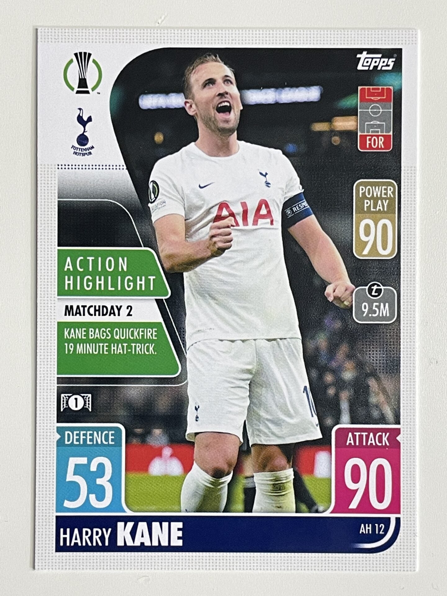 Harry Kane Tottenham Action Highlight Topps Match Attax Extra 2021:22 Champions League Card