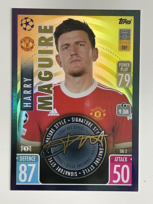 Harry Maguire Manchester United Signature Style Topps Match Attax Extra 2021:22 Champions League Card