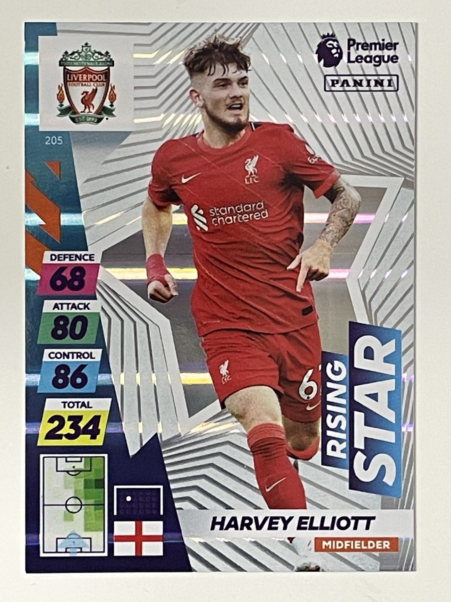 Harvey Elliott Liverpool Rising Star Panini Adrenalyn XL PLUS Premier League 2021 2022