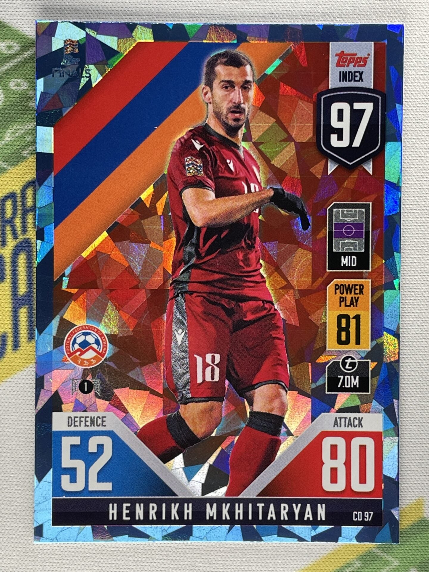 Henrikh Mkhitaryan Armenia Crystal Foil Parallel Topps Match Attax 101 Road to Nations League 2022 Card