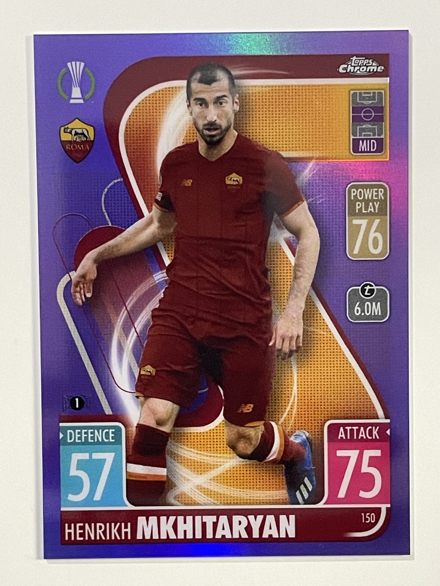 Henrikh Mkhitaryan Purple Parallel Topps Match Attax Chrome 2021 2022