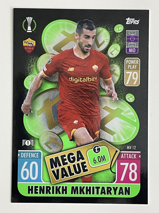 Henrikh Mkhitaryan Roma Mega Value Topps Match Attax Extra 2021:22 Champions League Card