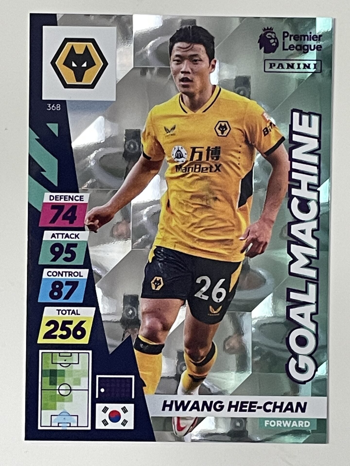 Hwang Hee-Chan Wolves Goal Machine Club Badge Panini Adrenalyn XL PLUS Premier League 2021 2022