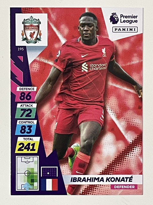 Ibrahima Konate Liverpool Base Panini Adrenalyn XL PLUS Premier League 2021 2022