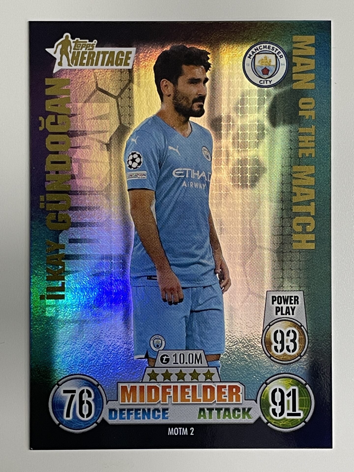 Ilkay Gundogan Manchester City Man of the Match Heritage Topps Match Attax Extra 2021:22 Champions League Card