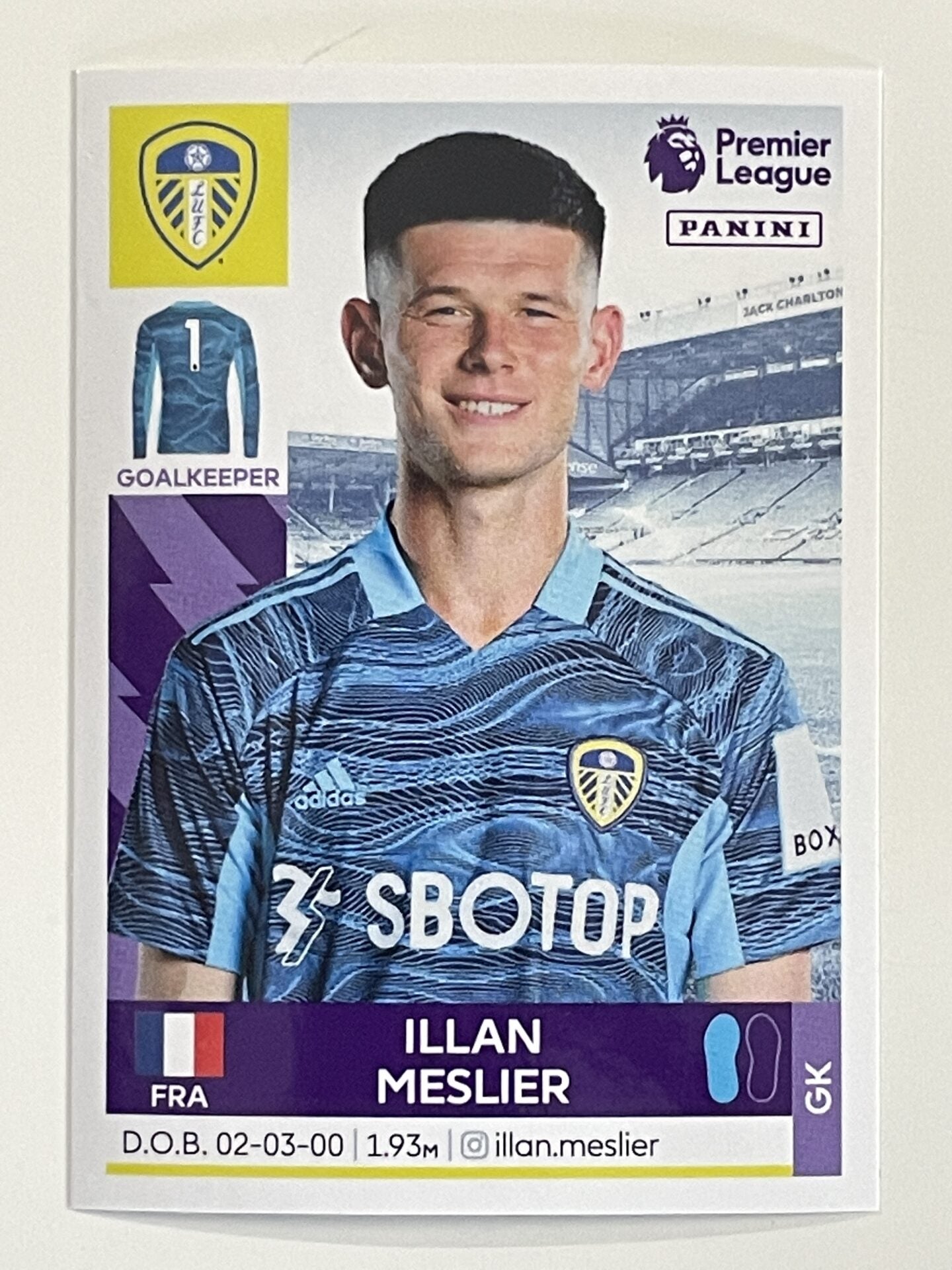 Illan Meslier Leeds United Panini Premier League 2022 Football Sticker