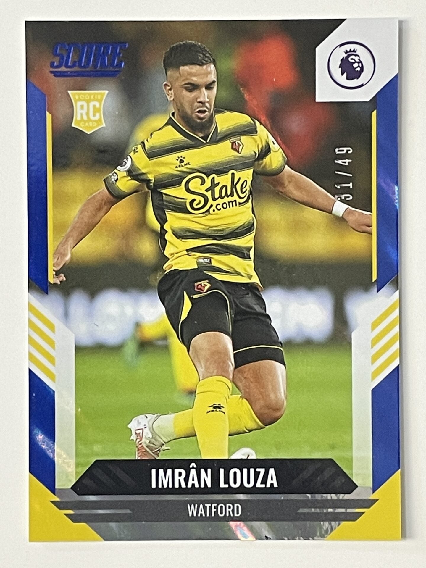 Imran Louza Watford Base Blue Lava Parallel Panini Premier League Score 2021 2022