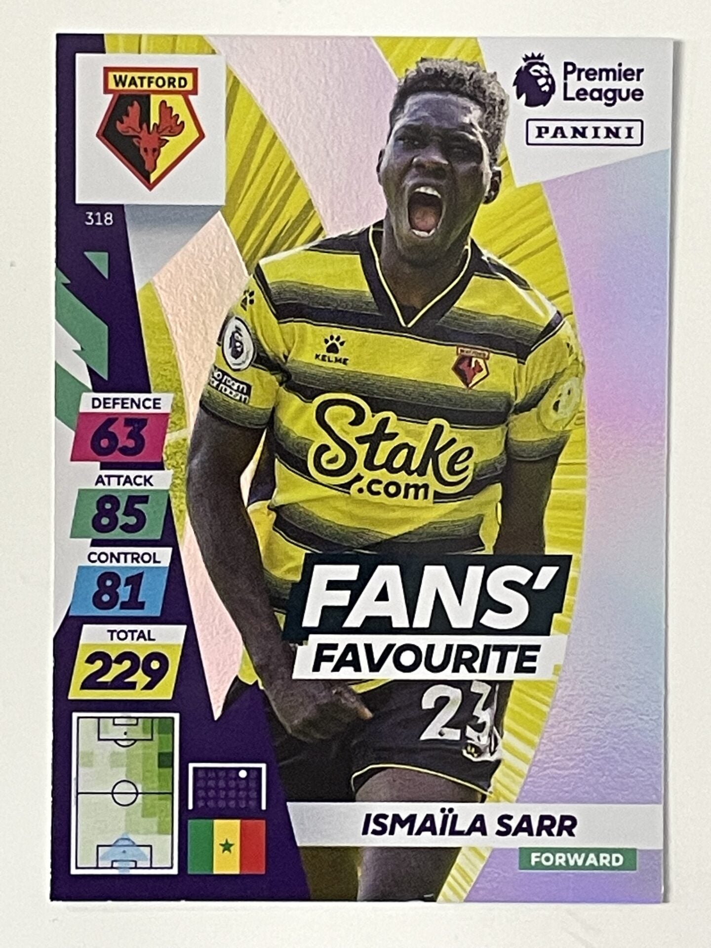 Ismaila Sarr Watford Fans Favourite Panini Adrenalyn XL PLUS Premier League 2021 2022