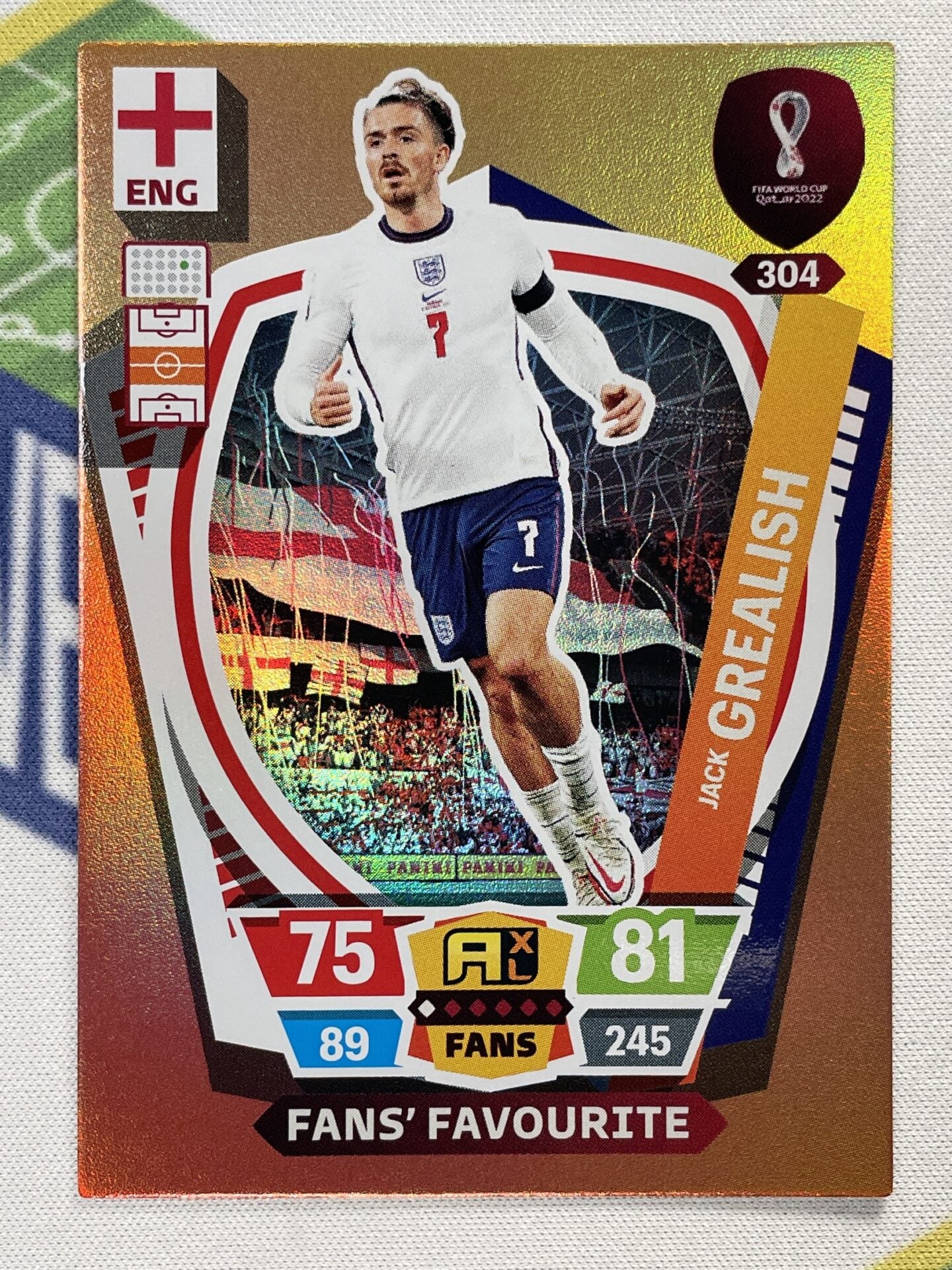 Jack Grealish England Fans Favourite Panini World Cup 2022 Adrenalyn XL Card