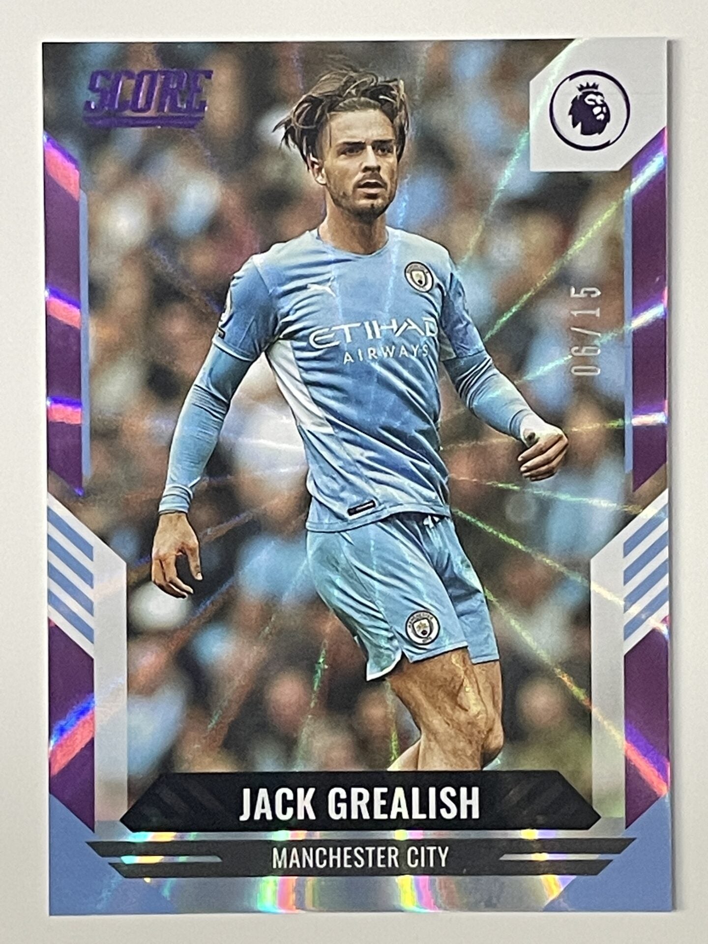 Jack Grealish Manchester City Base Pink Laser Parallel Panini Premier League Score 2021 2022