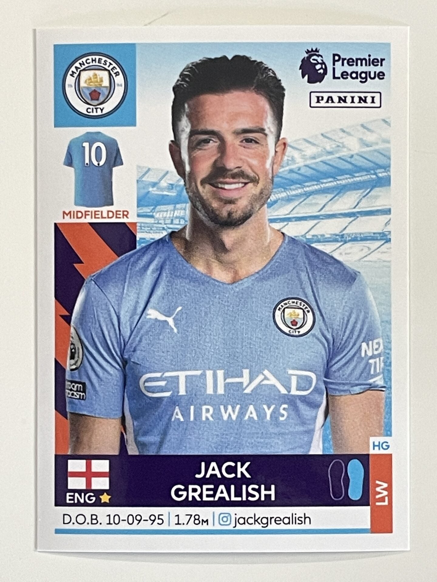 Jack Grealish Manchester City Panini Premier League 2022 Football Sticker