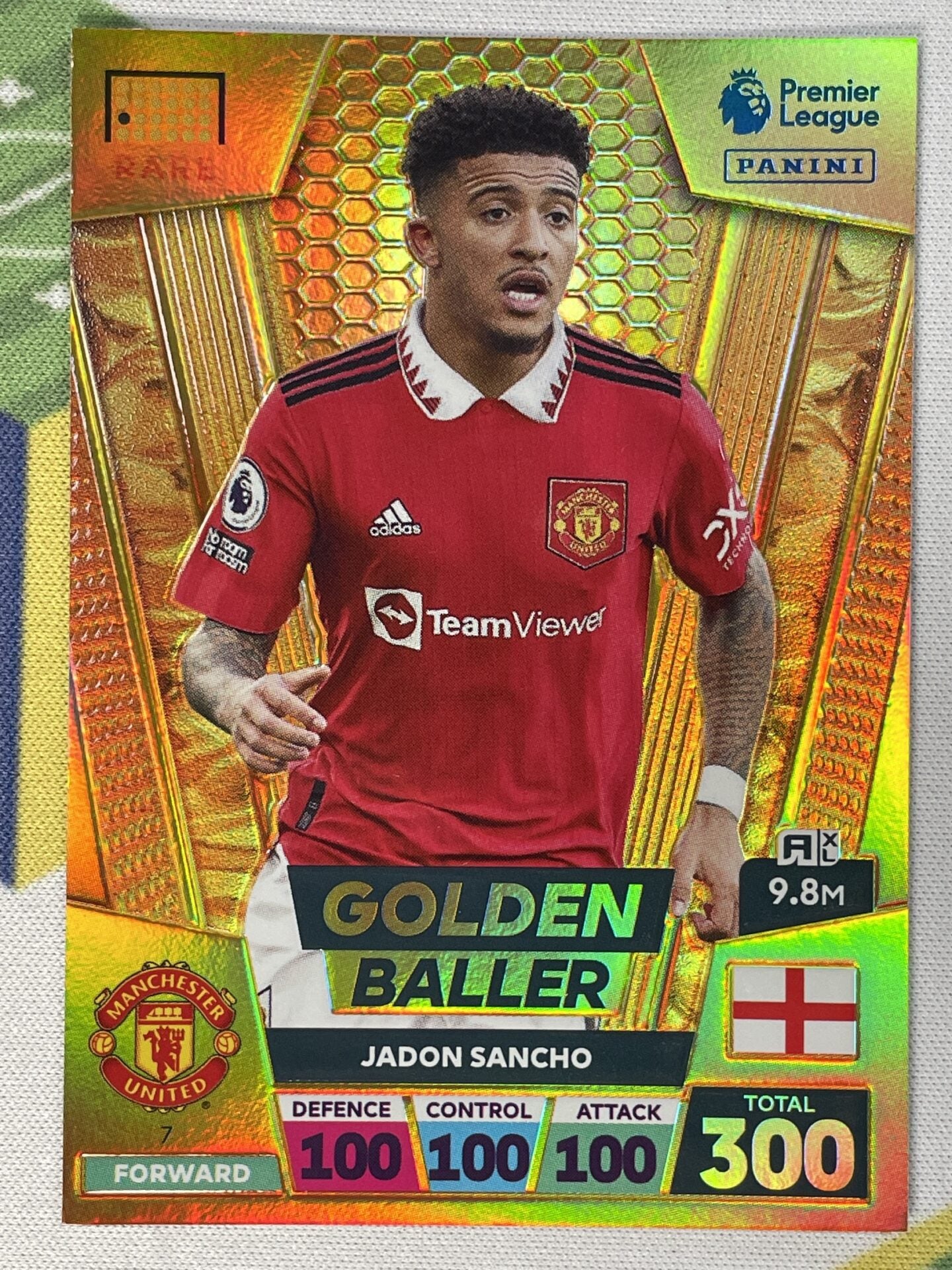 Jadon Sancho Manchester United Golden Baller Panini Premier League Adrenalyn XL 2023 Card