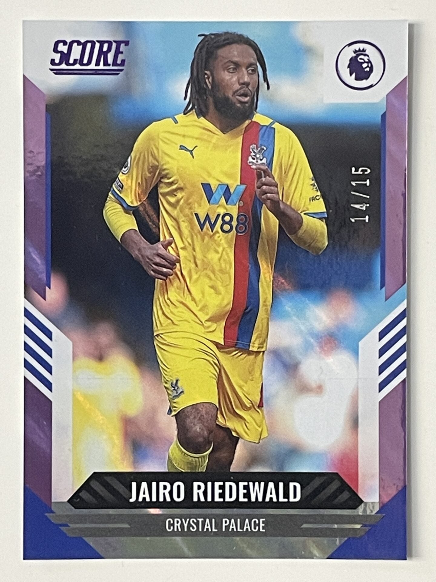 Jairo Riedewald Crystal Palace Base Purple Lava Parallel Panini Premier League Score 2021 2022