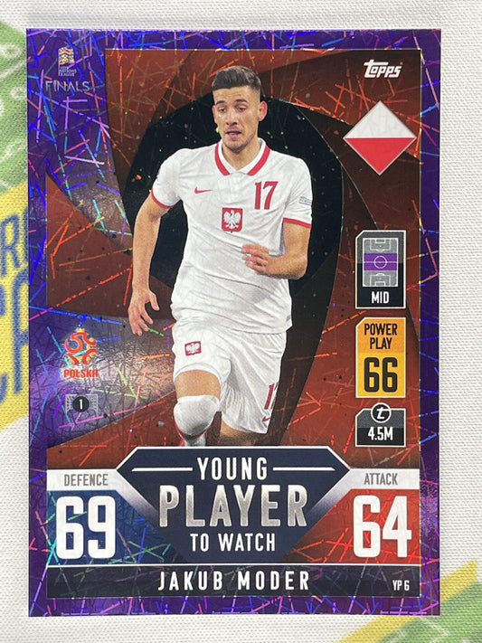 Jakub Moder Poland Young Player to Watch Purple Foil Parallel Topps Match Attax 101 Road to Nations League 2022 Card