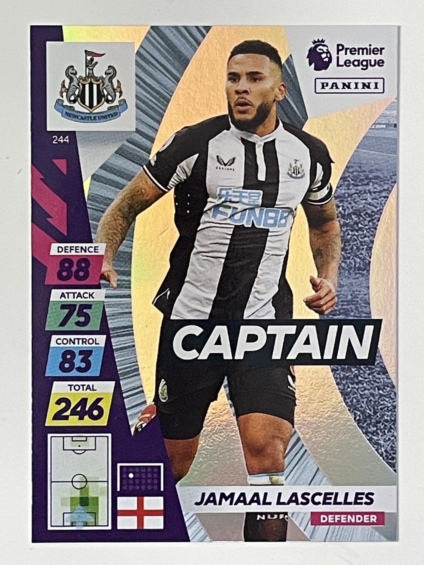 Jamaal Lascelles Newcastle United Captain Panini Adrenalyn XL PLUS Premier League 2021 2022