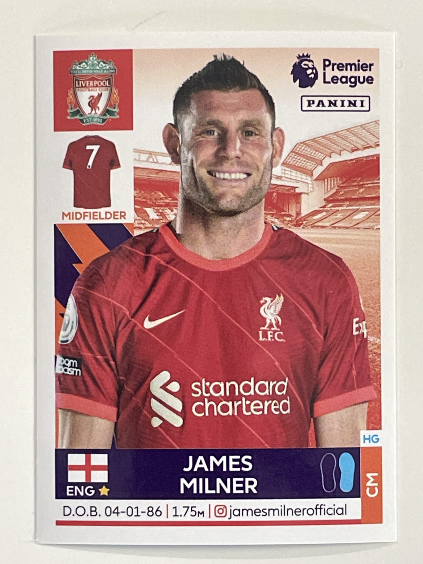 James Milner Liverpool Panini Premier League 2022 Football Sticker