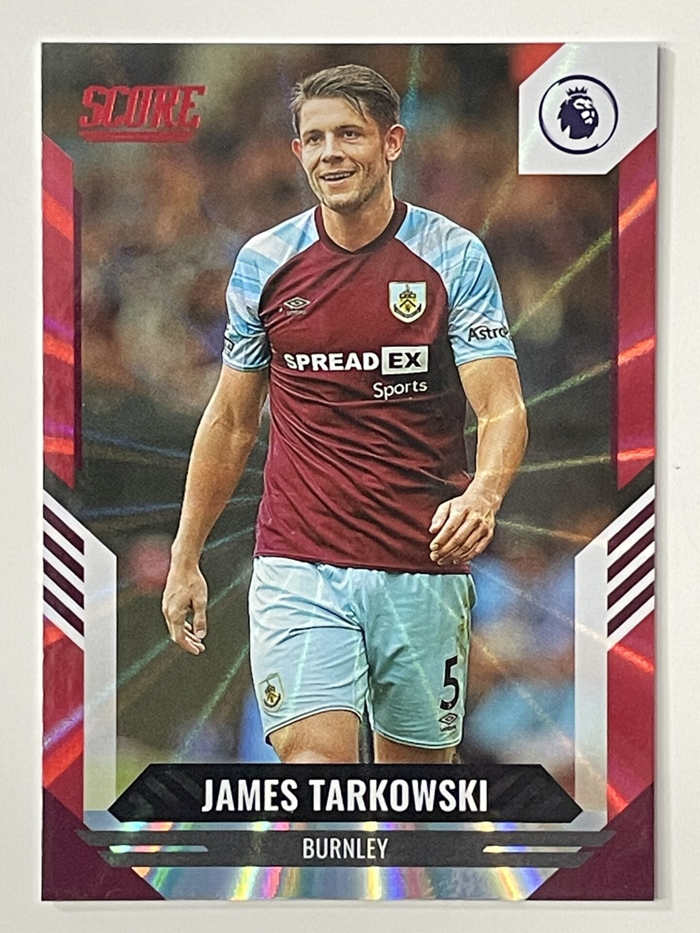 James Tarkowski Burnley Base Red Laser Parallel Panini Premier League Score 2021 2022