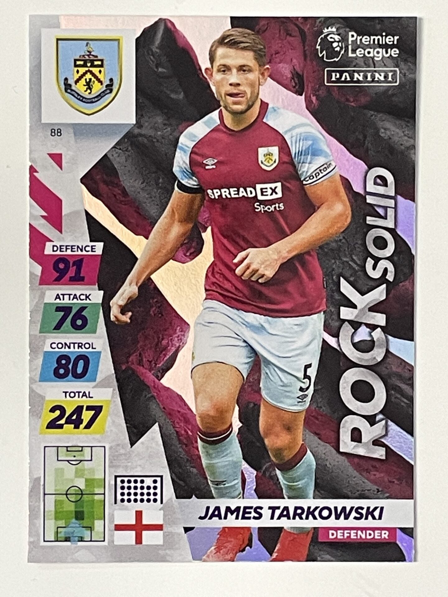 James Tarkowski Burnley Rock Solid Panini Adrenalyn XL PLUS Premier League 2021 2022