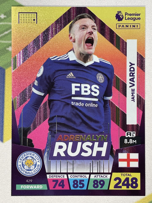 Jamie Vardy Leicester City Adrenalyn Rush Panini Premier League Adrenalyn XL 2023 Card