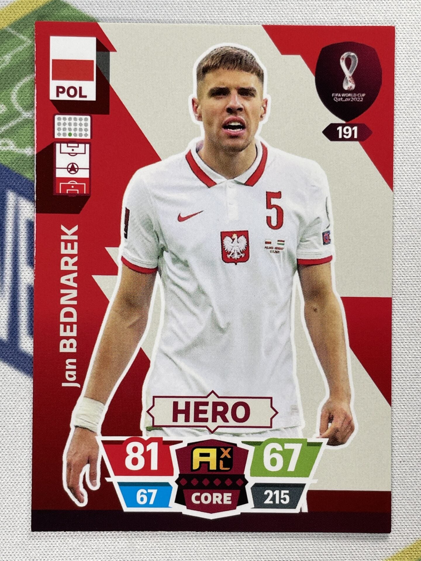 Jan Bednarek Poland Panini World Cup 2022 Adrenalyn XL Card