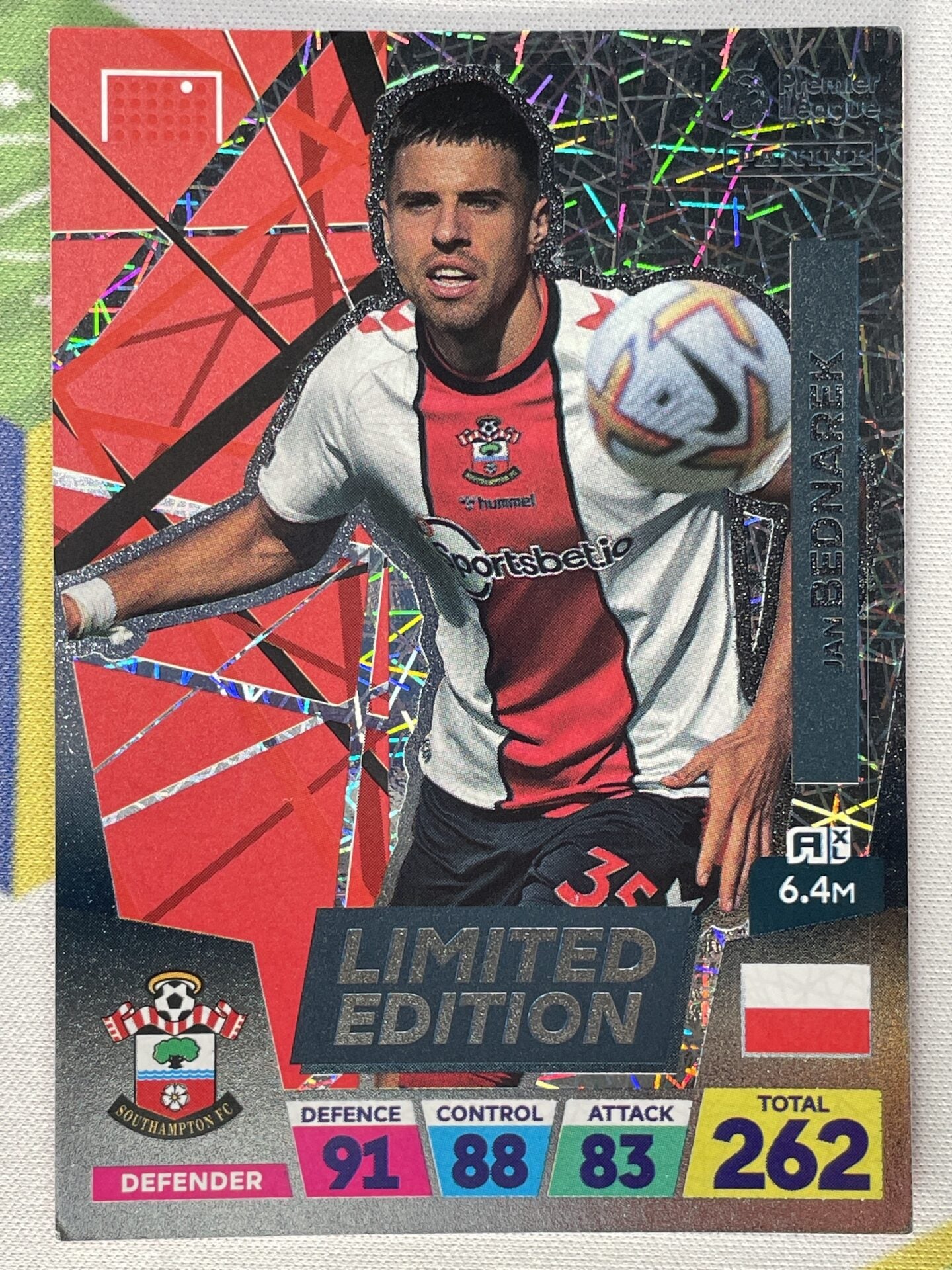 Jan Bednarek Southampton Limited Edition Panini Premier League Adrenalyn XL 2023 Card