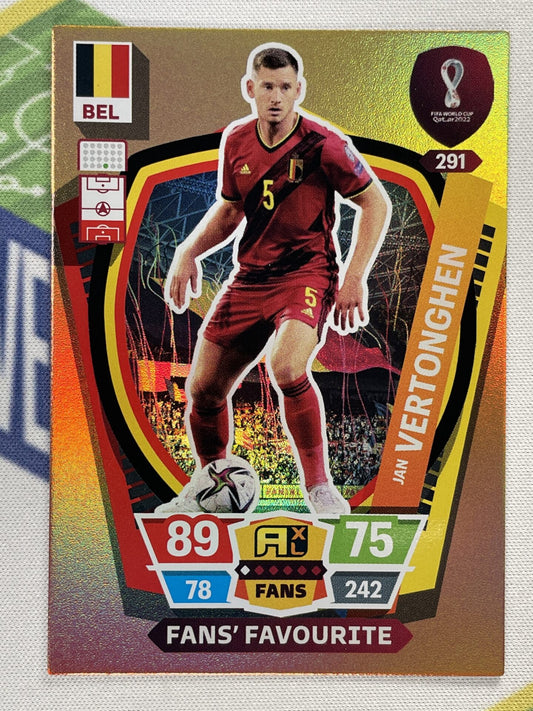 Jan Vertonghen Belgium Fans Favourite Panini World Cup 2022 Adrenalyn XL Card