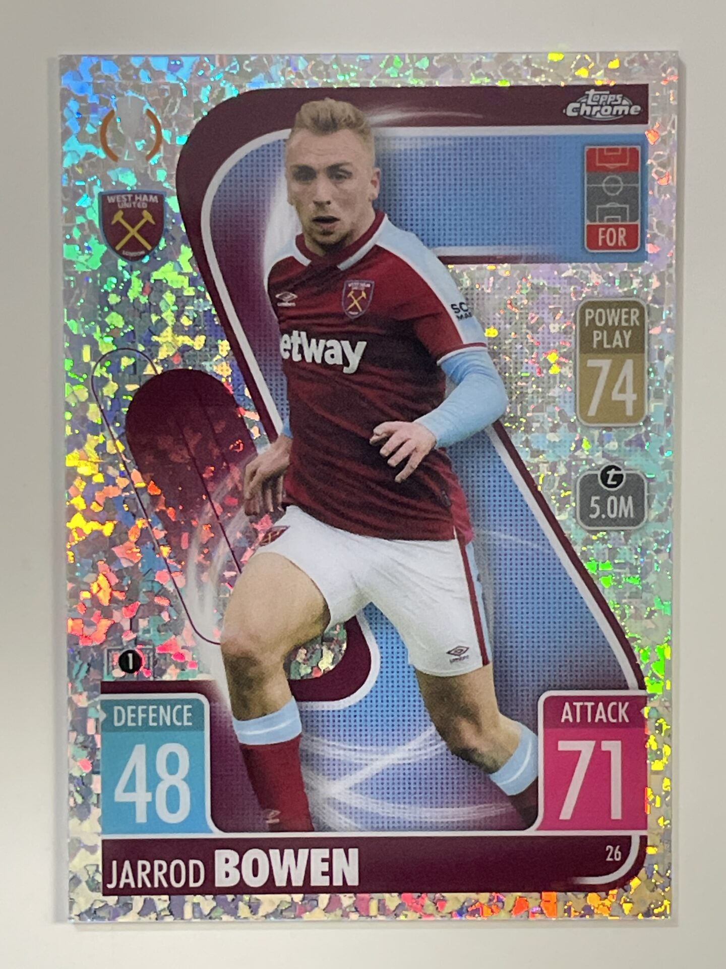 Jarrod Bowen Speckle Refractor Topps Match Attax Chrome 2021 2022