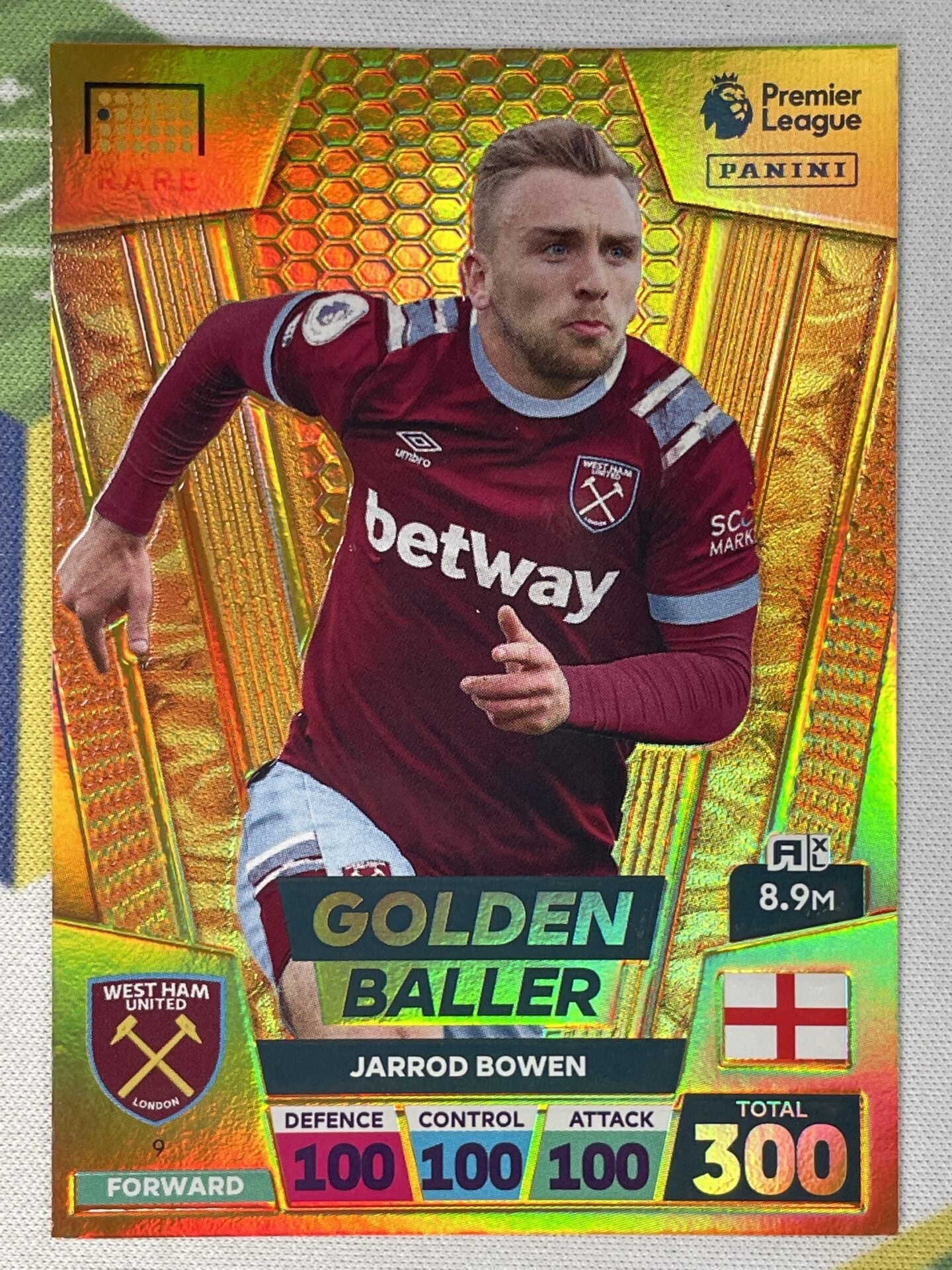 Jarrod Bowen West Ham Golden Baller Panini Premier League Adrenalyn XL 2023 Card