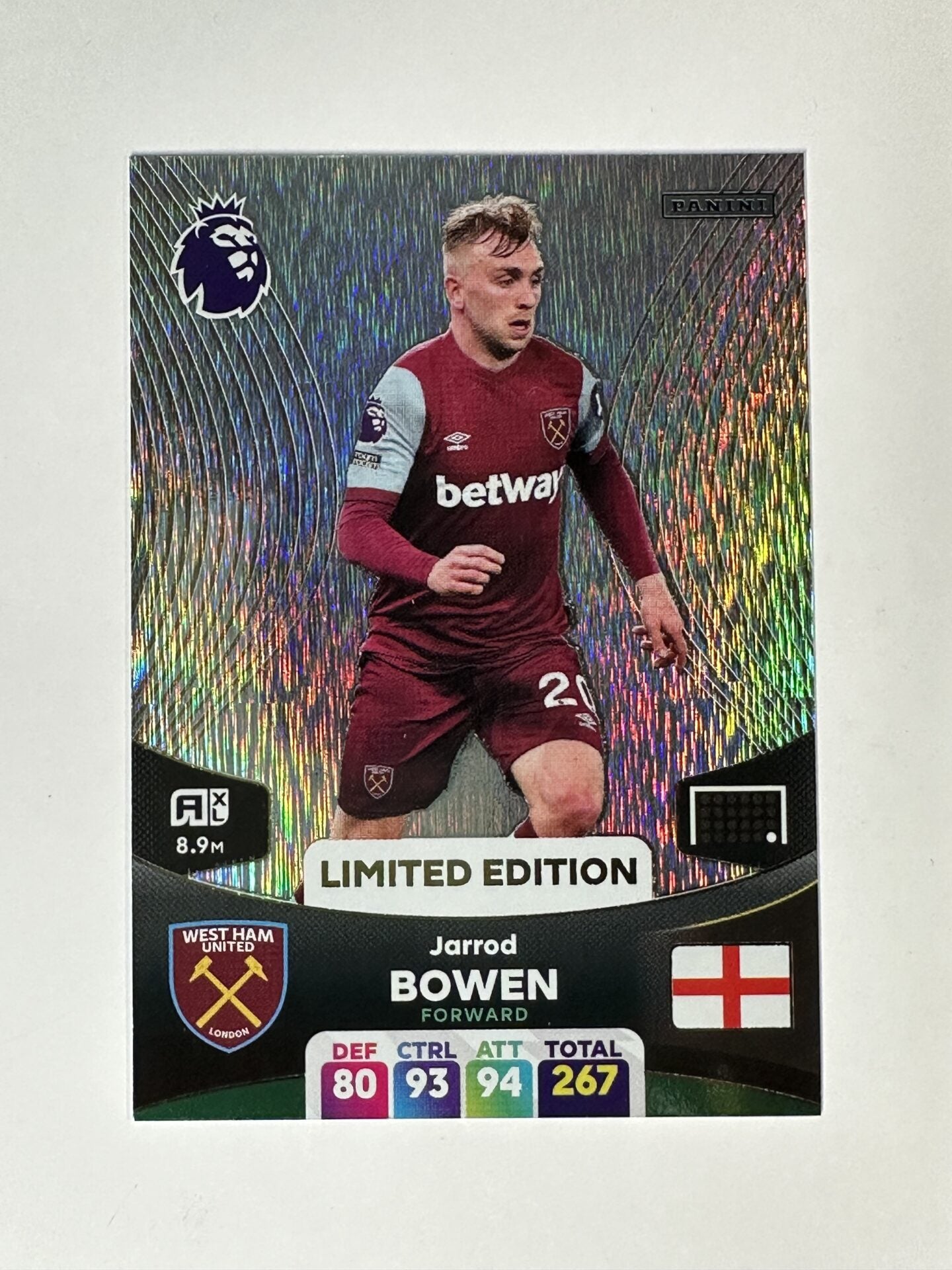 Jarrod Bowen West Ham Limited Edition Panini Premier League Adrenalyn XL 2024 Card