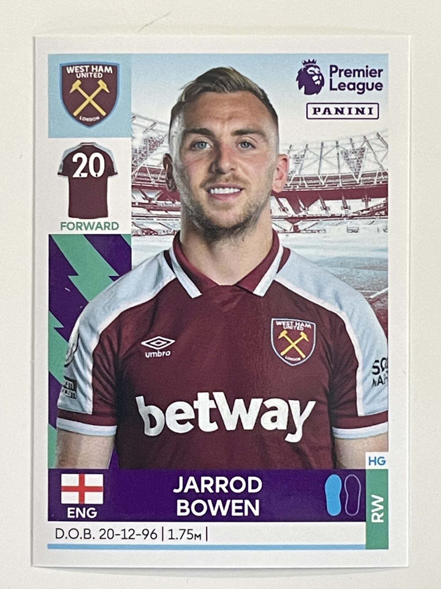 Jarrod Bowen West Ham Panini Premier League 2022 Football Sticker