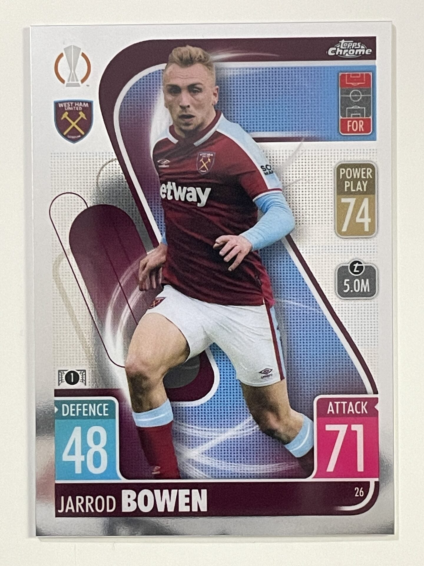 Jarrod Bowen West Ham Topps Match Attax Chrome 2021 2022 Football Card