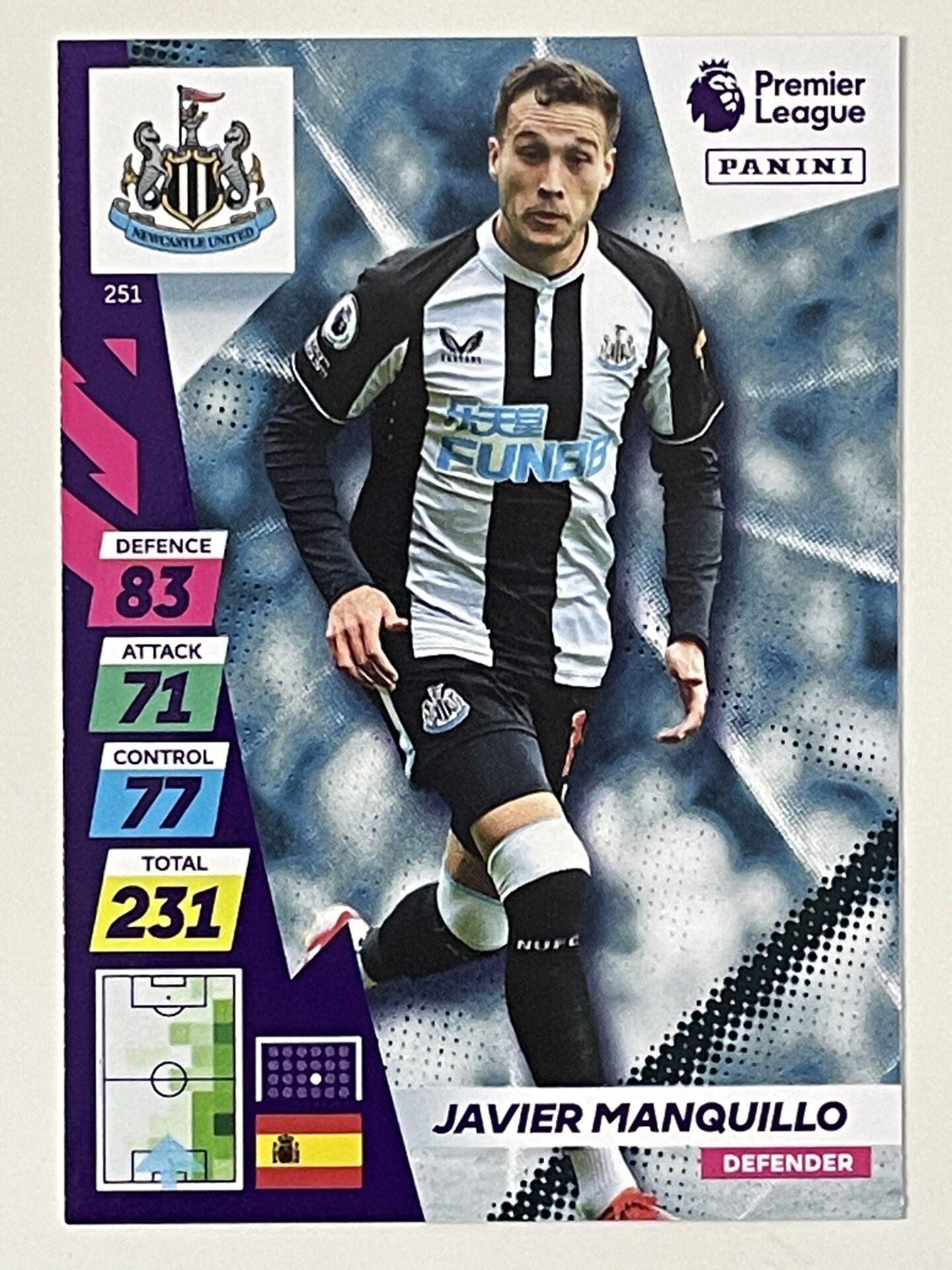 Javier Manquillo Newcastle United Base Panini Adrenalyn XL PLUS Premier League 2021 2022