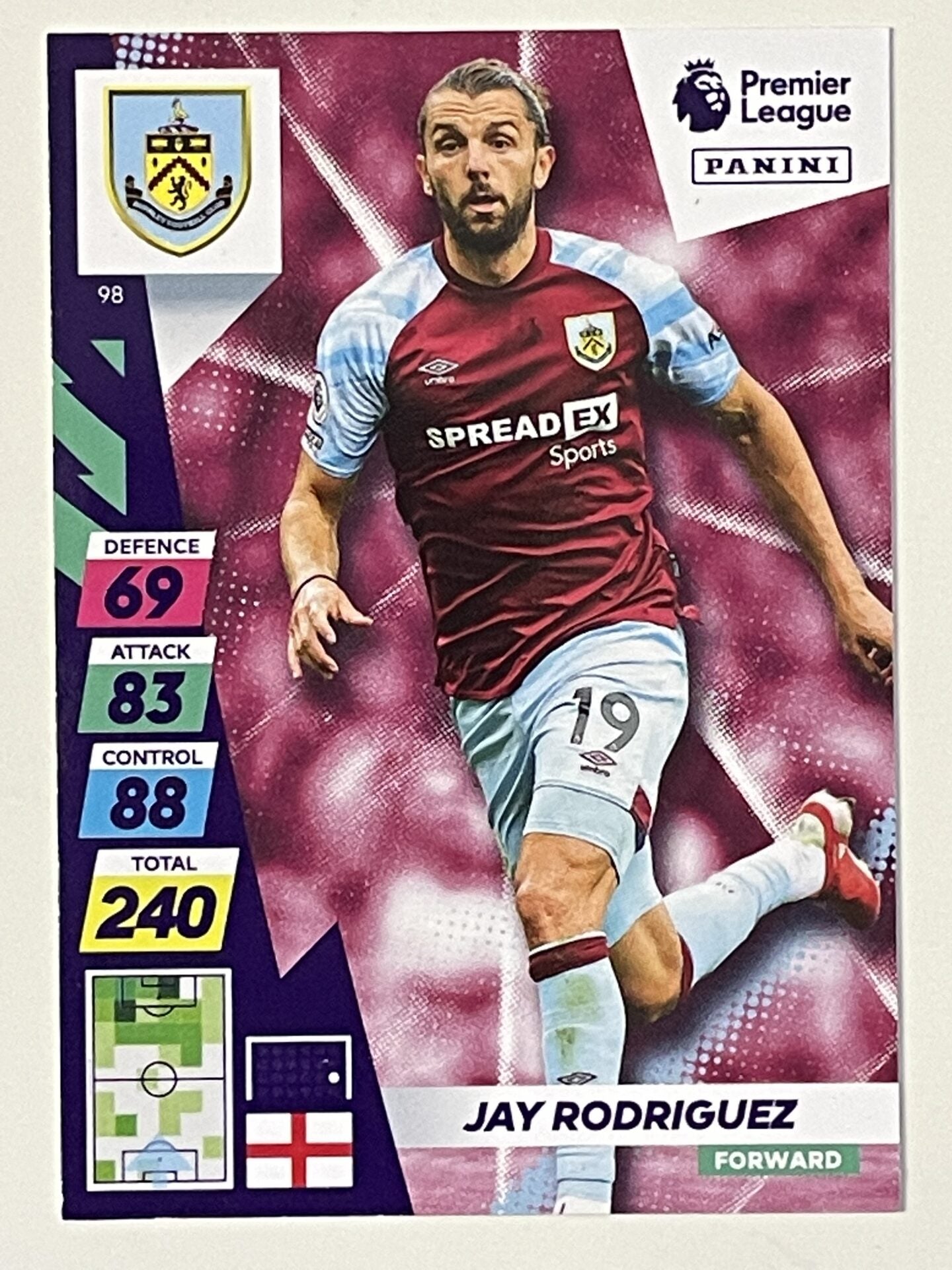 Jay Rodriguez Burnley Base Panini Adrenalyn XL PLUS Premier League 2021 2022