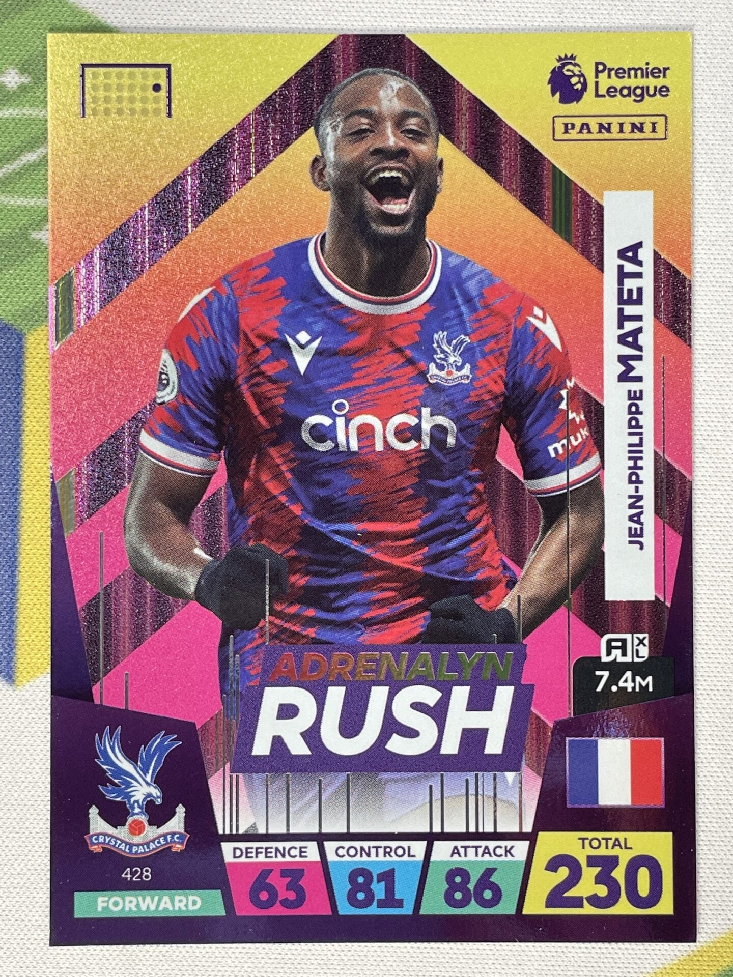 Jean-Philippe Mateta Crystal Palace Adrenalyn Rush Panini Premier League Adrenalyn XL 2023 Card