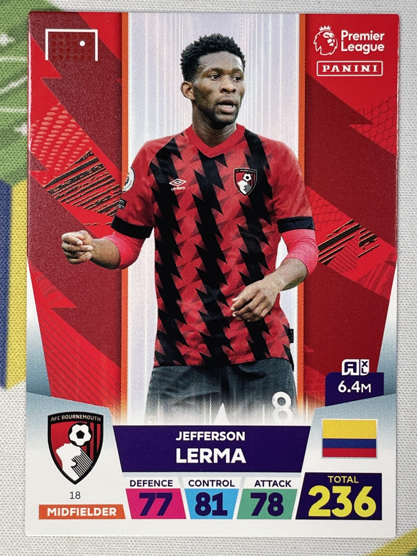 Jefferson Lerma Bournemouth Panini Premier League Adrenalyn XL 2023 Card