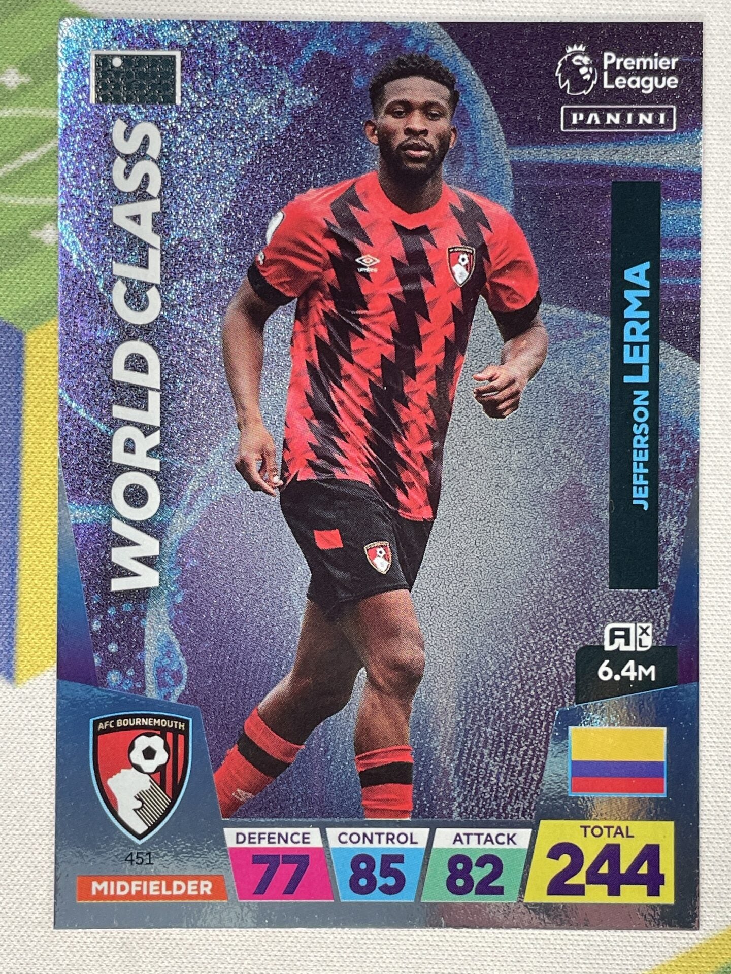 Jefferson Lerma Bournemouth World Class Panini Premier League Adrenalyn XL 2023 Card