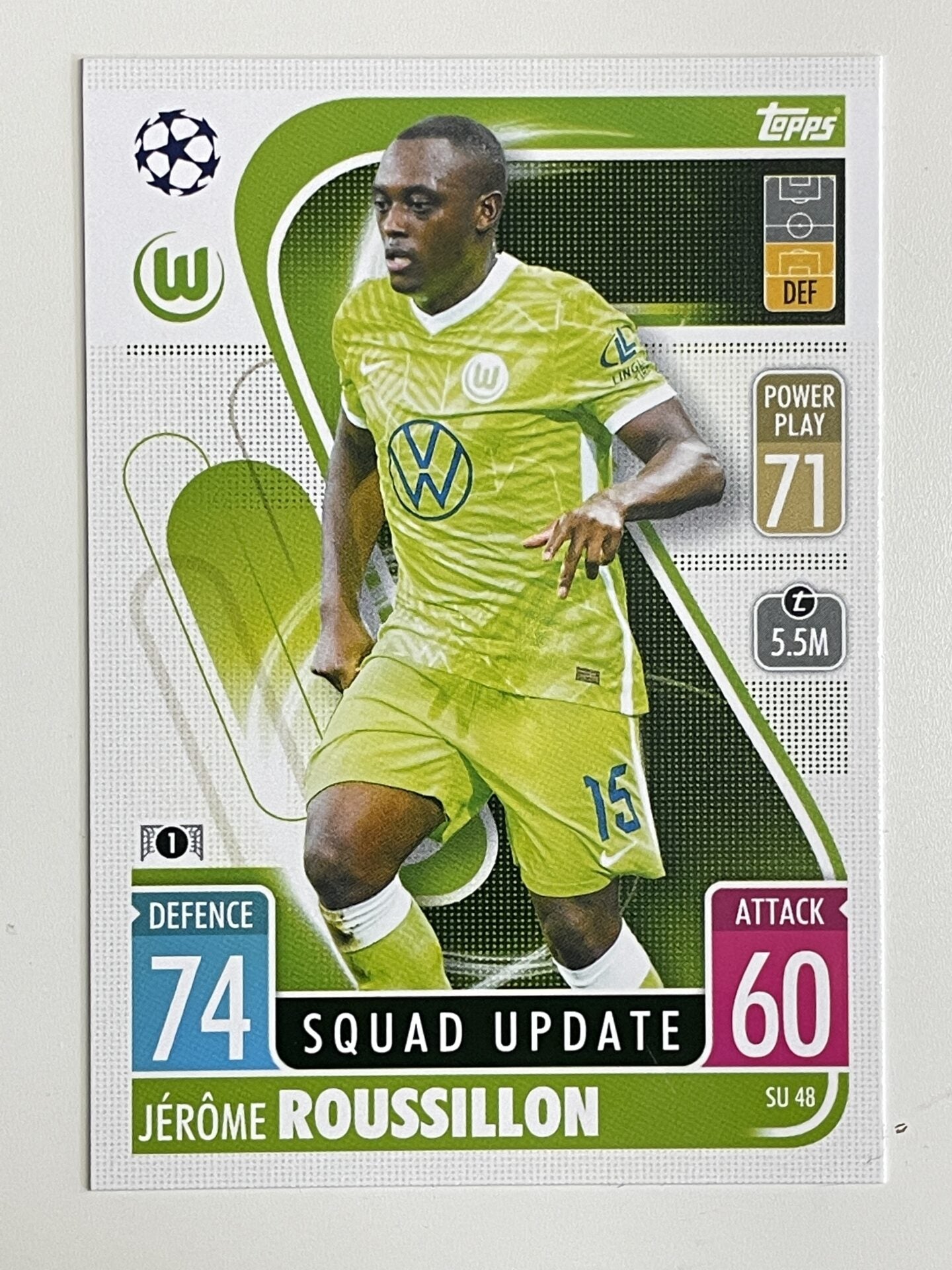 Jerome Roussillon Wolfsburg Base Topps Match Attax Extra 2021:22 Champions League Card