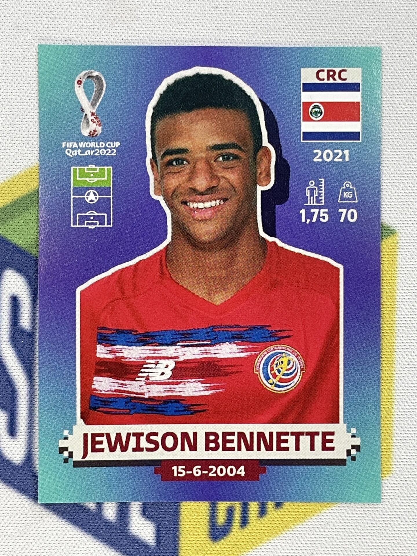 Jewison Bennette Costa Rica Panini World Cup 2022 Qatar Stickers