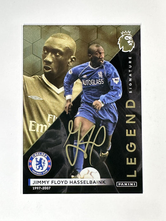 Jimmy Floyd Hasselbaink Chelsea Legend Signature Limited Edition Panini Premier League Adrenalyn XL 2024 Card