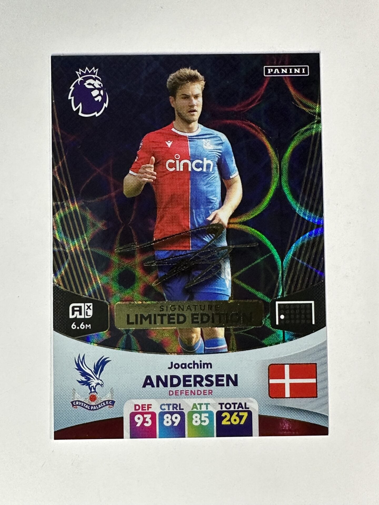 Joachim Andersen Crystal Palace Signature Limited Edition Panini Premier League Adrenalyn XL 2024 Card