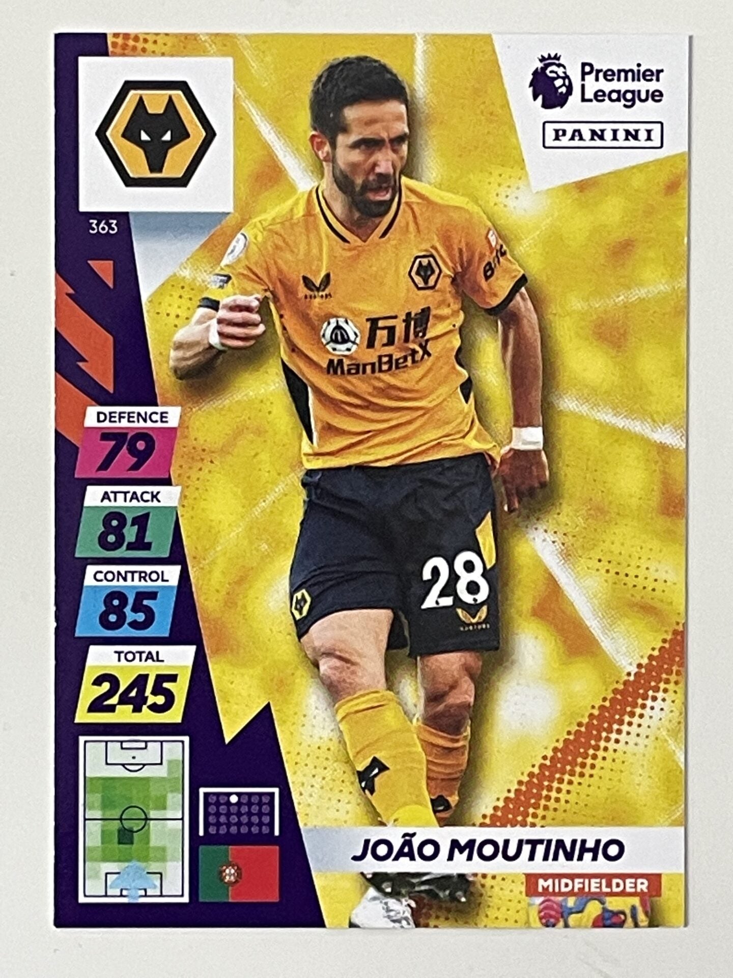 Joao Moutinho Wolves Base Panini Adrenalyn XL PLUS Premier League 2021 2022