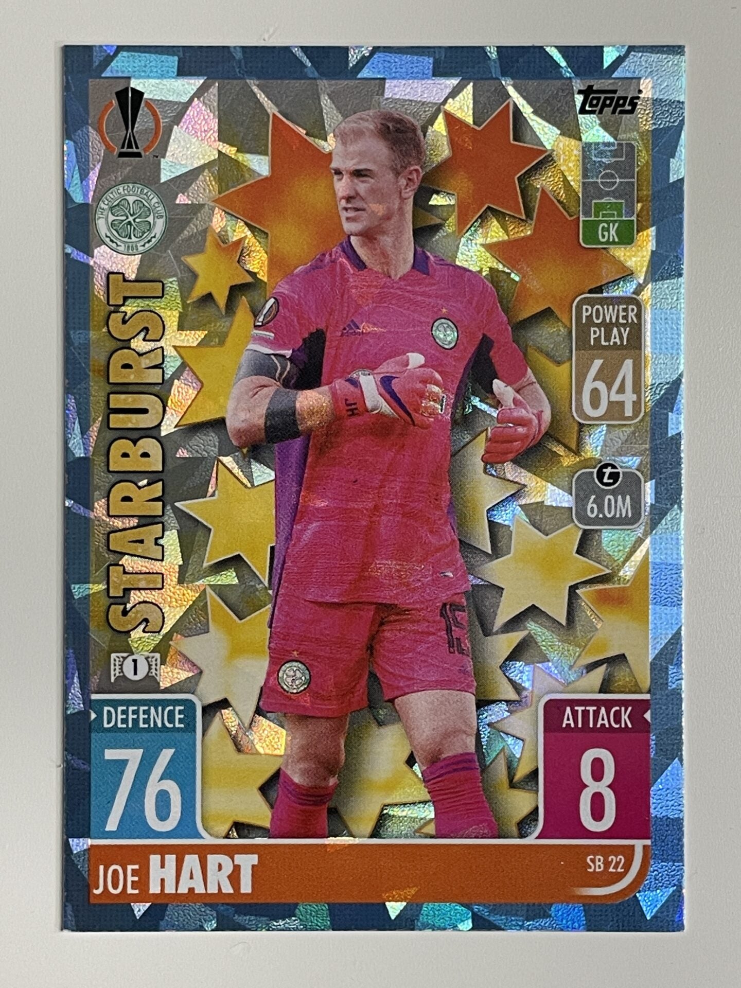 Joe Hart Celtic Starburst Crystal Foil Parallel Topps Match Attax Extra 2021:22 Champions League Card