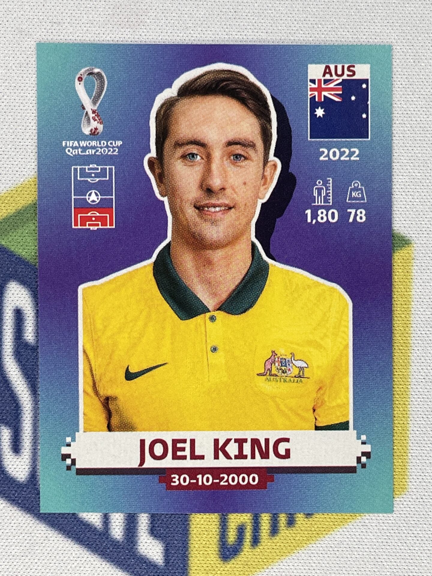 Joel King Australia Panini World Cup 2022 Qatar Stickers