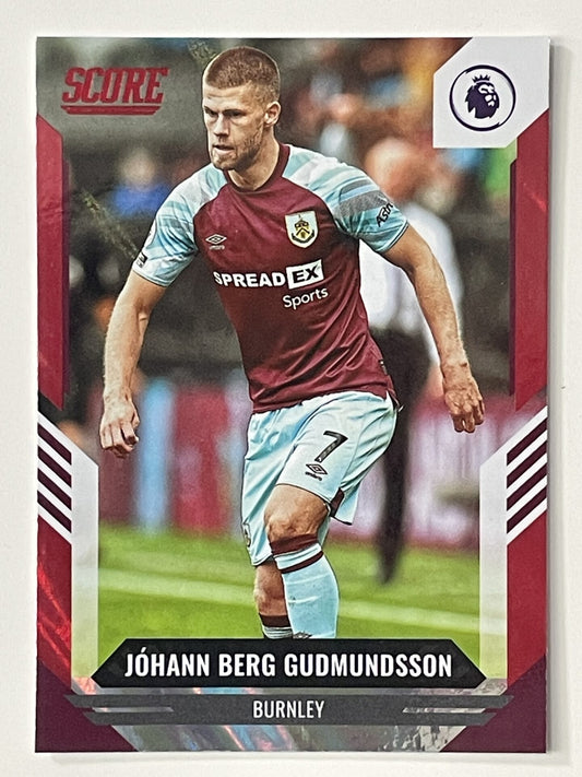 Johann Berg Gudmundsson Burnley Base Red Lava Parallel Panini Premier League Score 2021 2022