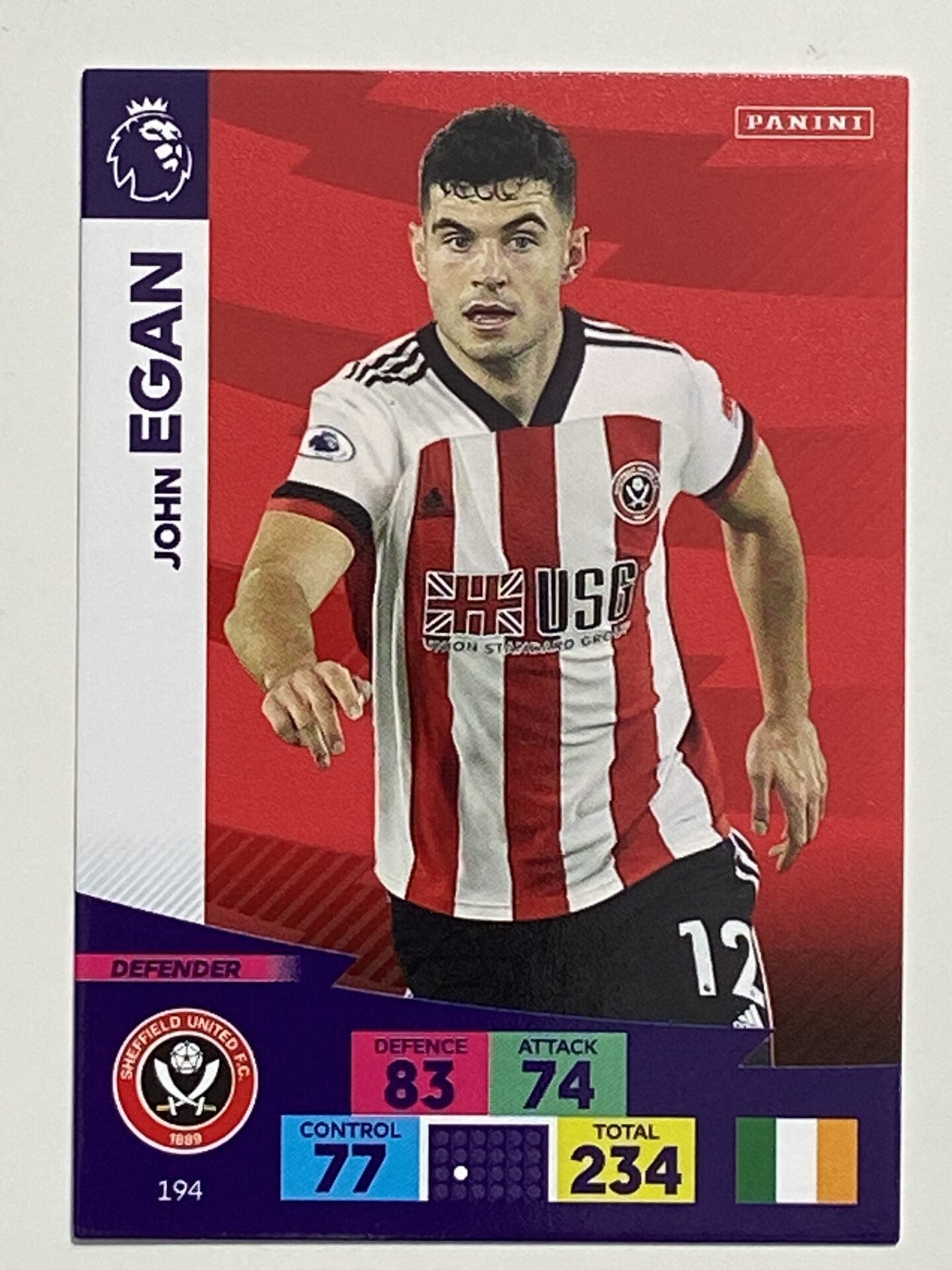 John Egan (Sheffield United) Football Card &#8211; Premier League Adrenalyn XL 2020:21