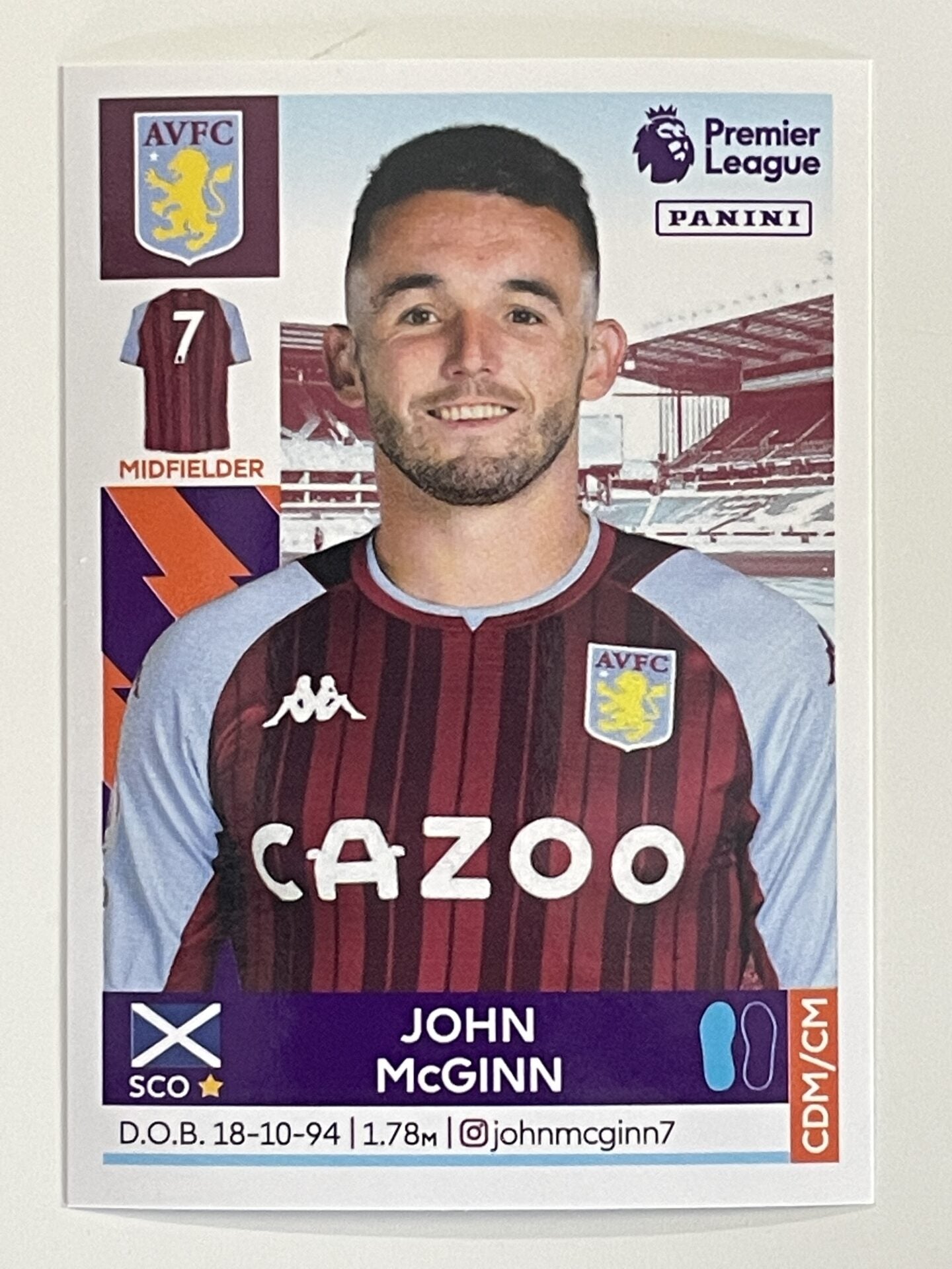 John McGinn Aston Villa Panini Premier League 2022 Football Sticker