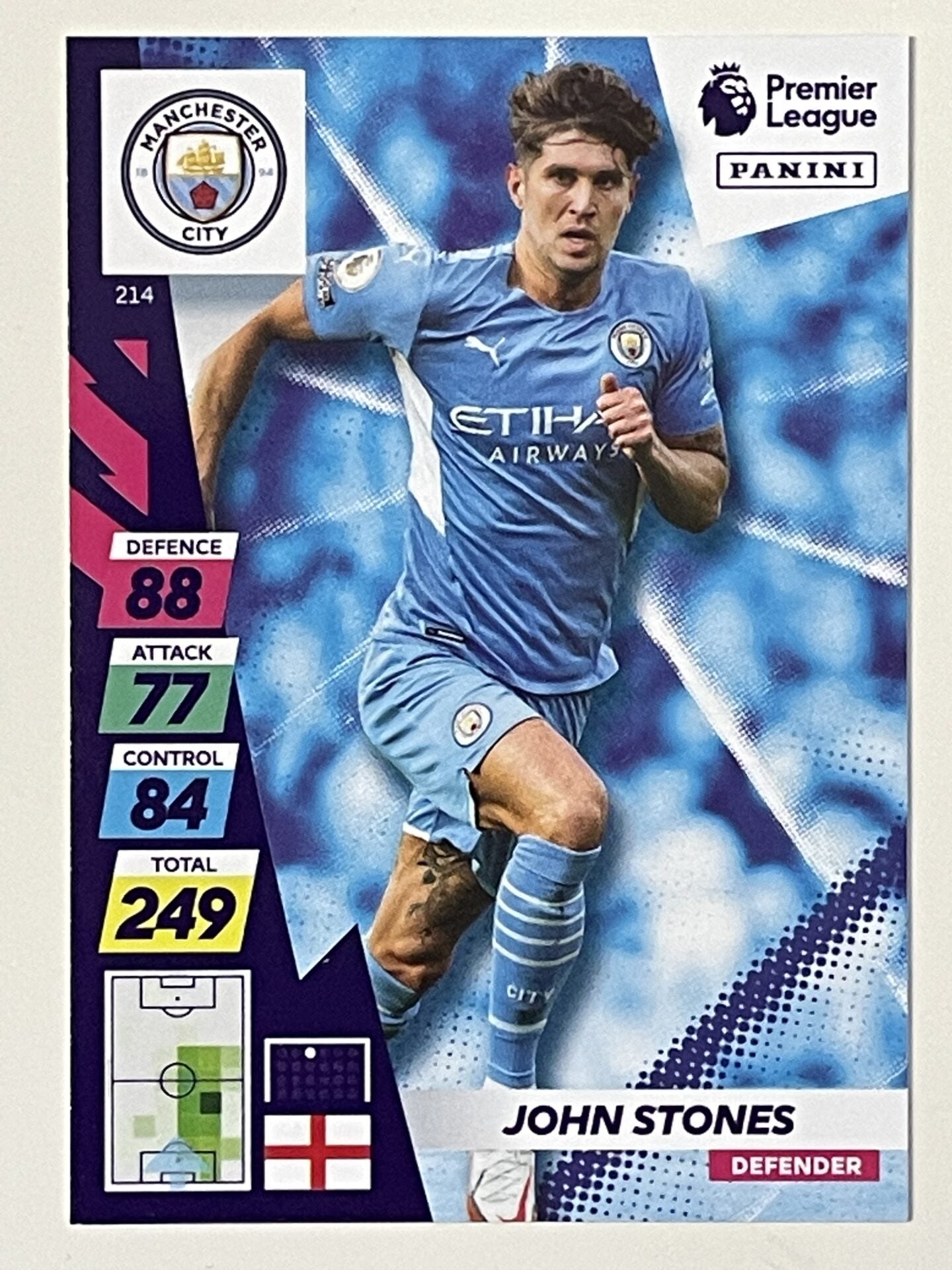 John Stones Manchester City Base Panini Adrenalyn XL PLUS Premier League 2021 2022