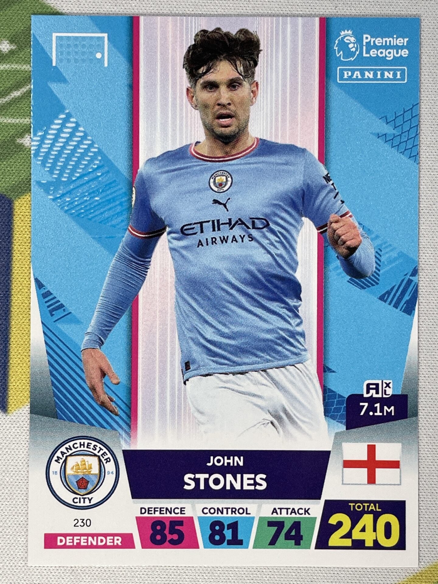 John Stones Manchester City Panini Premier League Adrenalyn XL 2023 Card